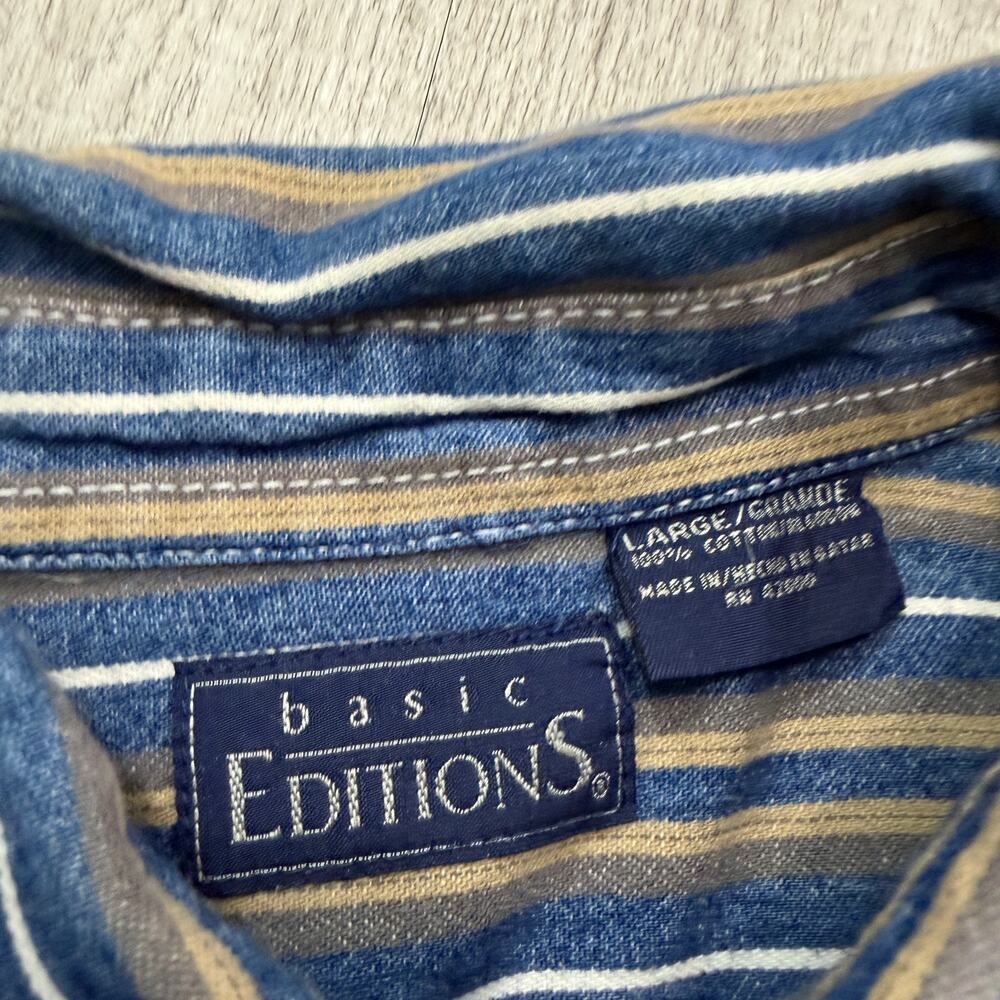 Vintage Basic Editions Vertical Striped Denim But… - image 4